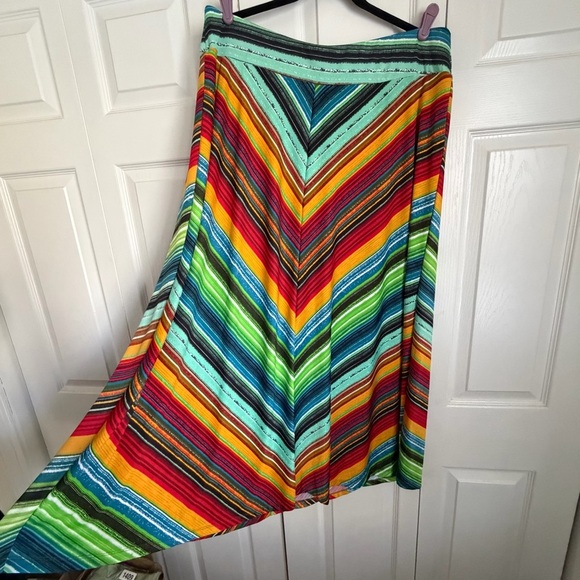 Studio JPR Dresses & Skirts - Studio JPR Skirt Womens PXL Multicolor Striped A-Line Maxi Stretch Pull On Boho